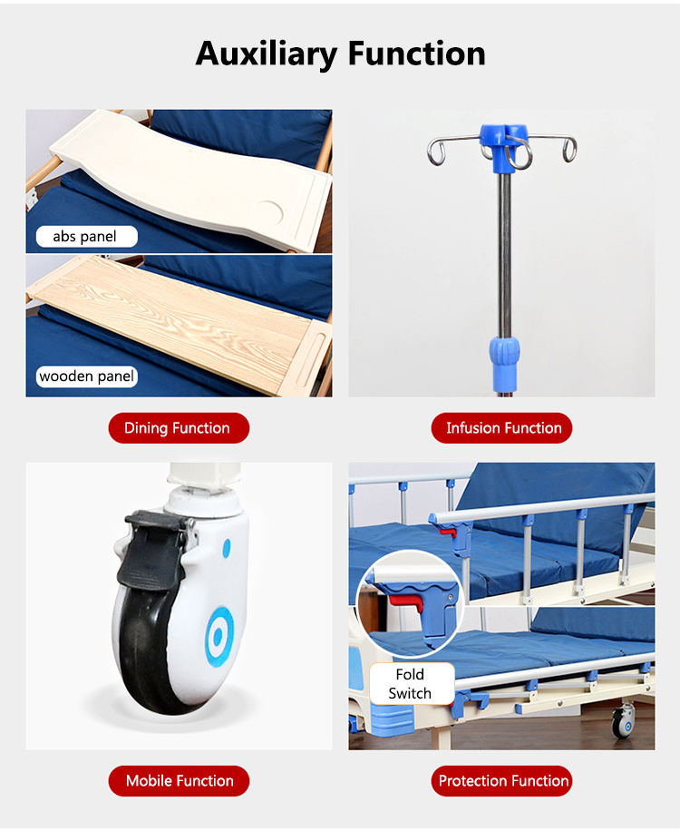 Equipo de muebles de hospital de China Atención saludable 2 manual de bayas manuales de dos funciones camas de hospital precio de la cama médica para ancianos