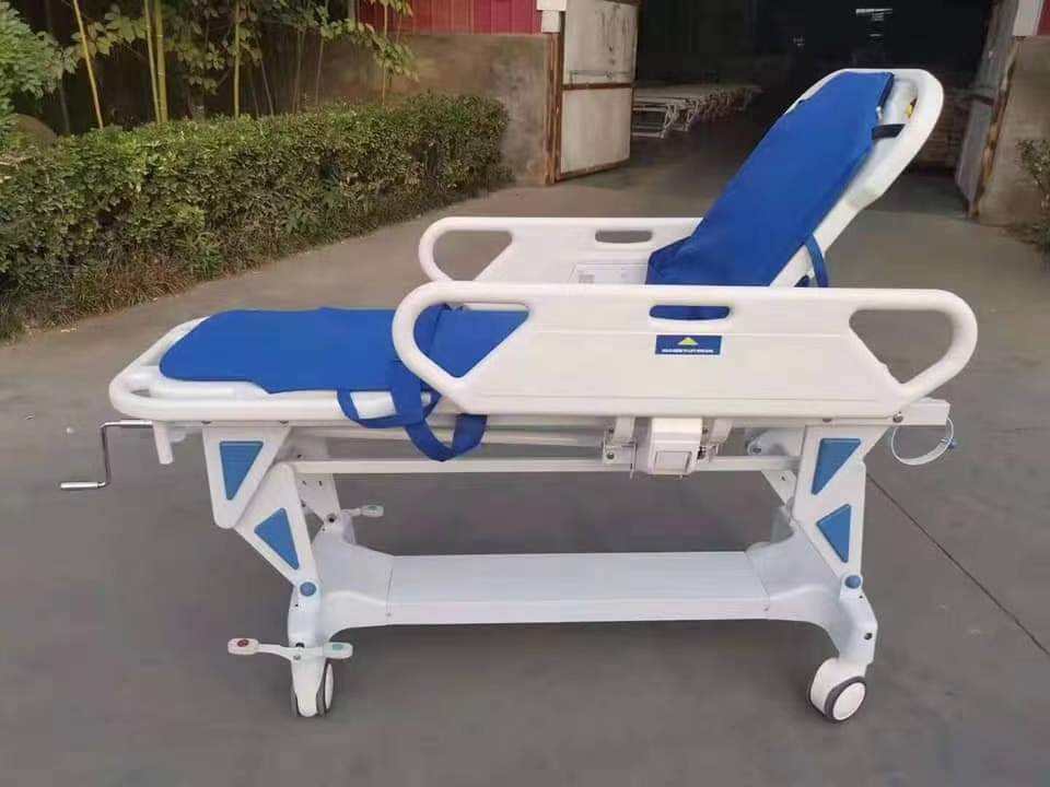 UCI de primeros auxilios de emergencia del hospital UCI lujoso Luxurious Vehículo plano Equipo de transferencia de pacientes de ambulancia Camulle de la camilla para la habitación del paciente