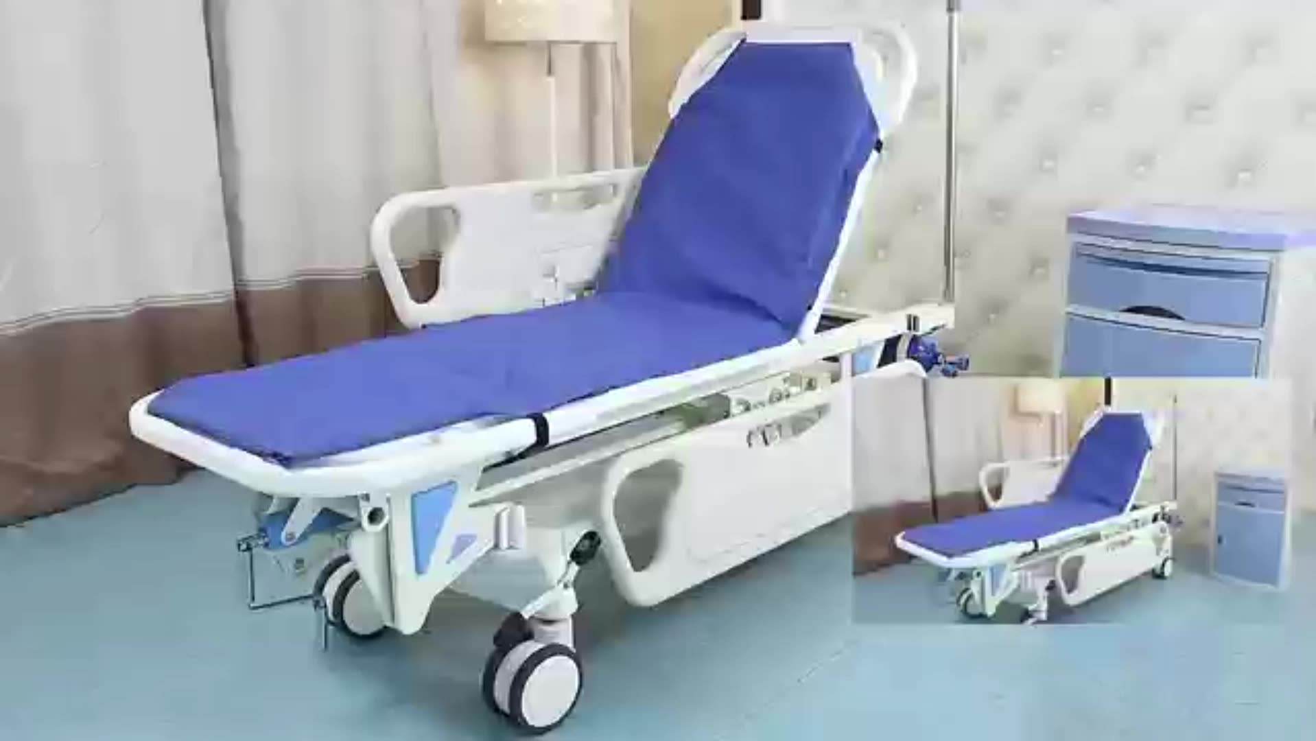 UCI de primeros auxilios de emergencia del hospital UCI lujoso Luxurious Vehículo plano Equipo de transferencia de pacientes de ambulancia Camulle de la camilla para la habitación del paciente