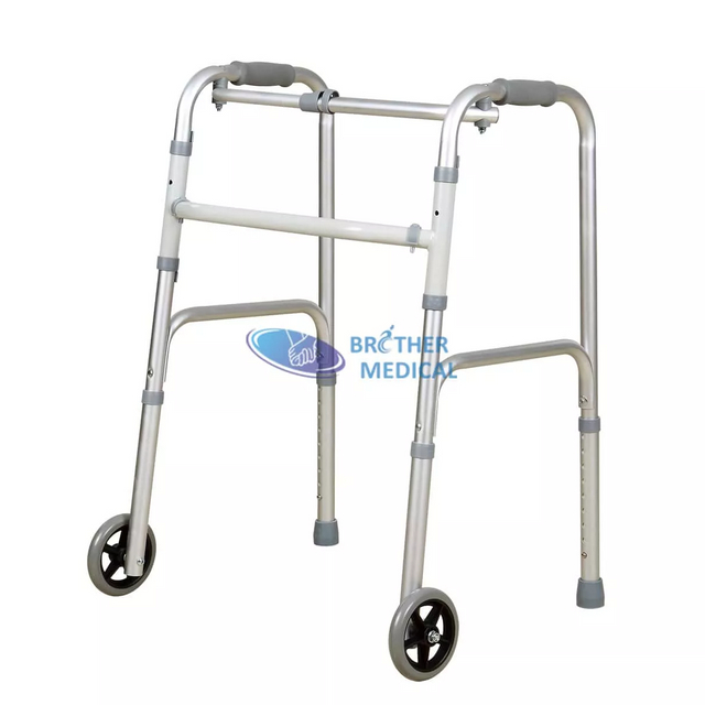 Rehabilitación de andador con ruedas compacto de aluminio