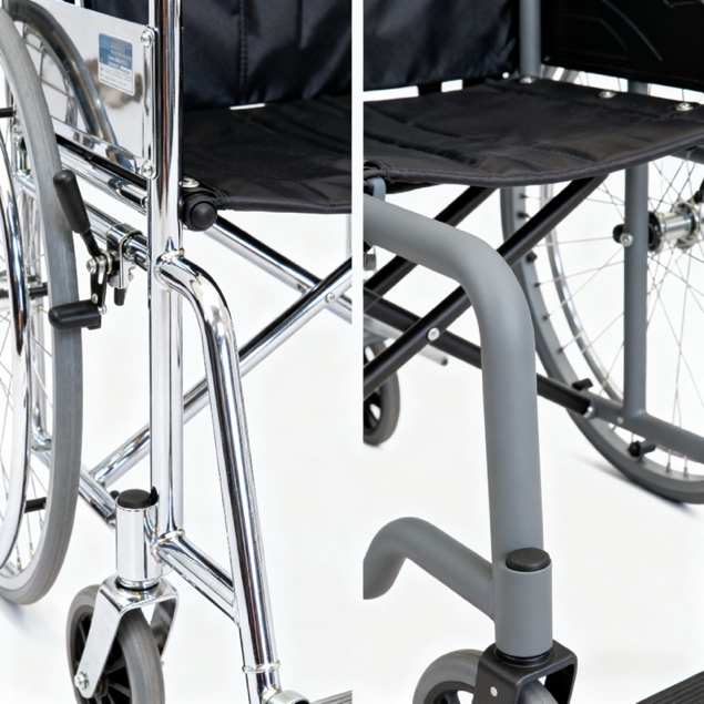 Estructura de silla de ruedas cromada o con recubrimiento en polvo
