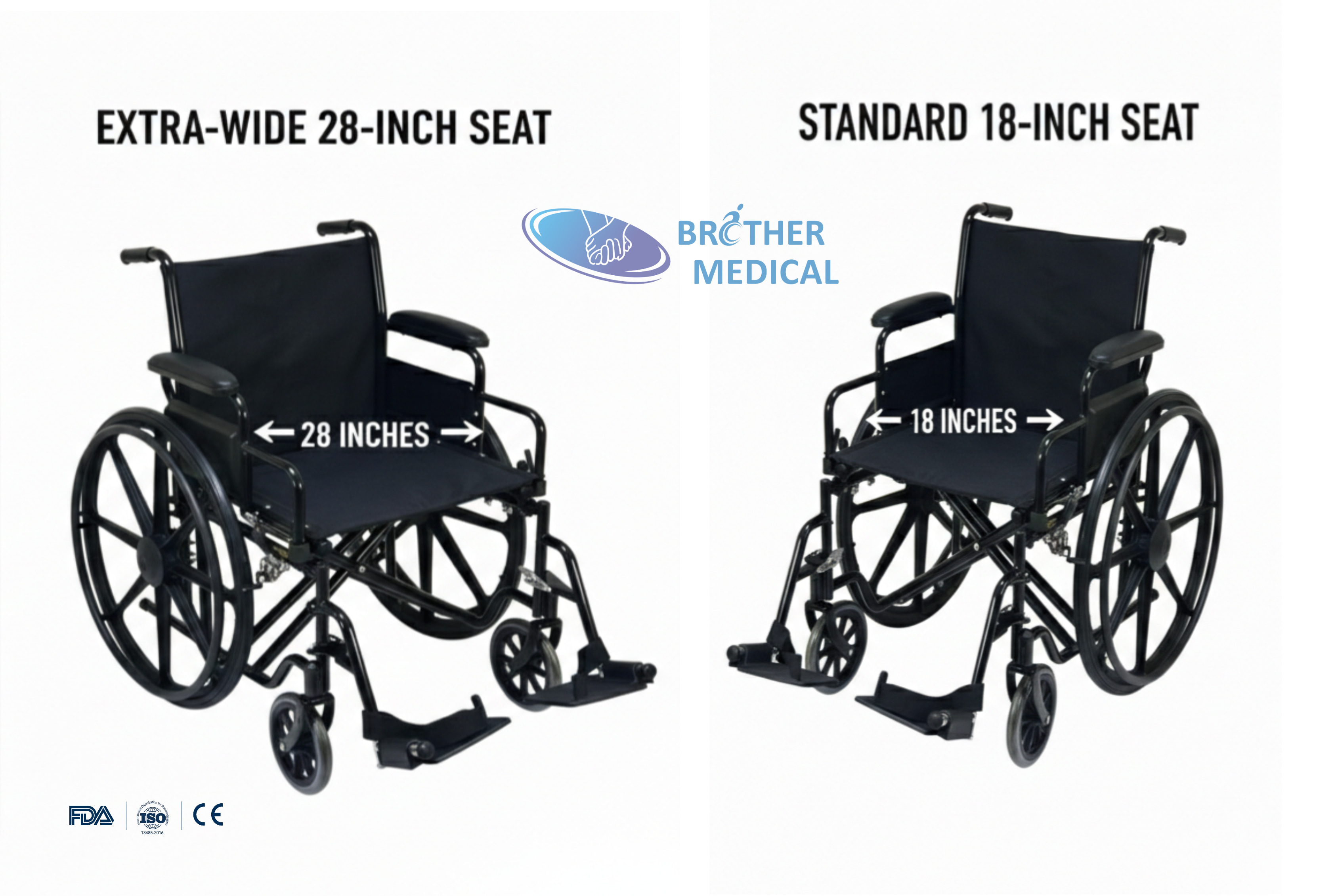 Comparaci&oacute;n del ancho del asiento 4613, ancho personalizado aumentado a 28 pulgadas, capacidad de carga