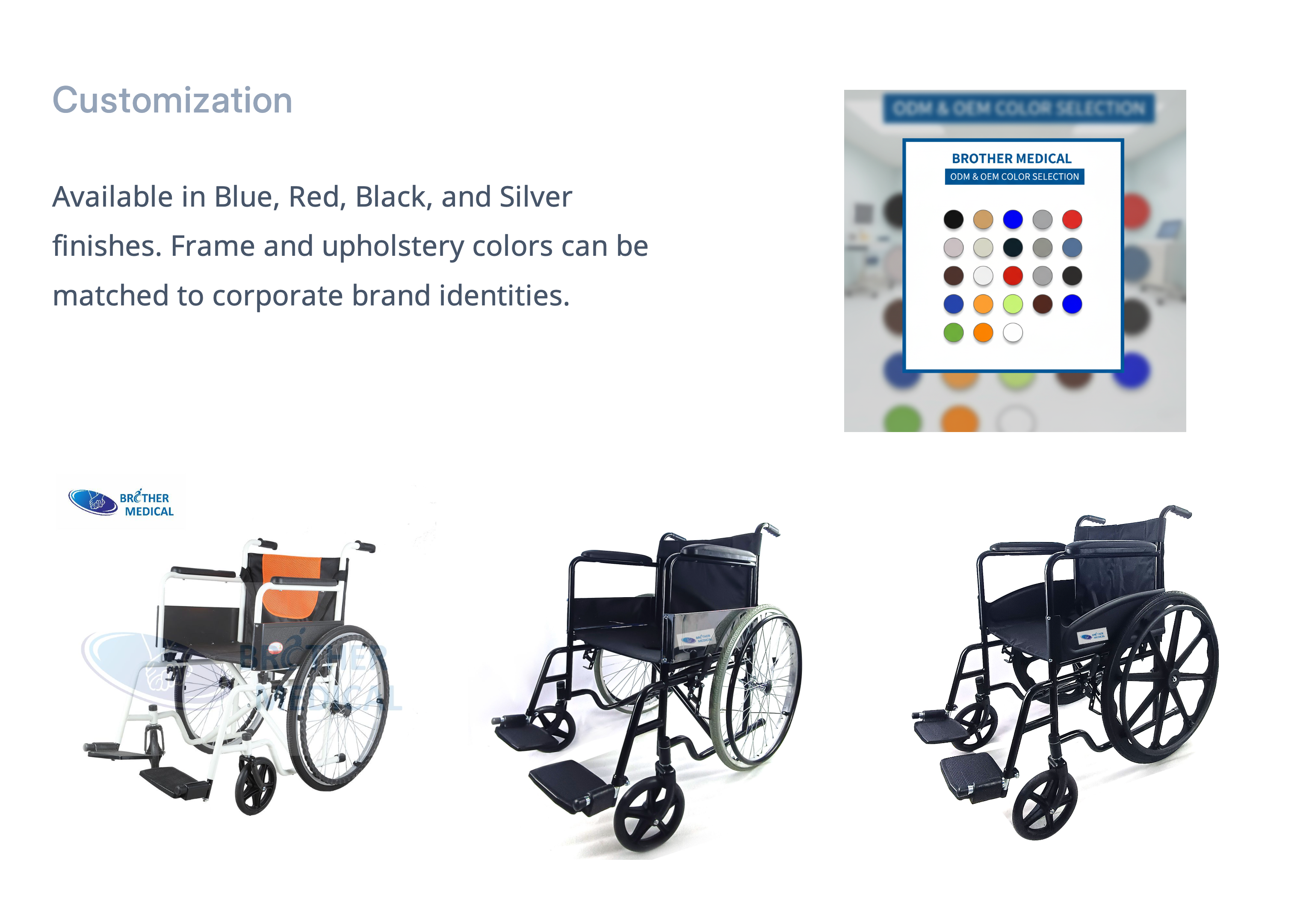 Servicios OEM y ODM, personalizaci&oacute;n del color de silla de ruedas