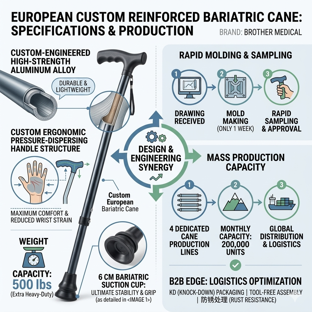 bast&oacute;n bari&aacute;trico reforzado personalizado europeo