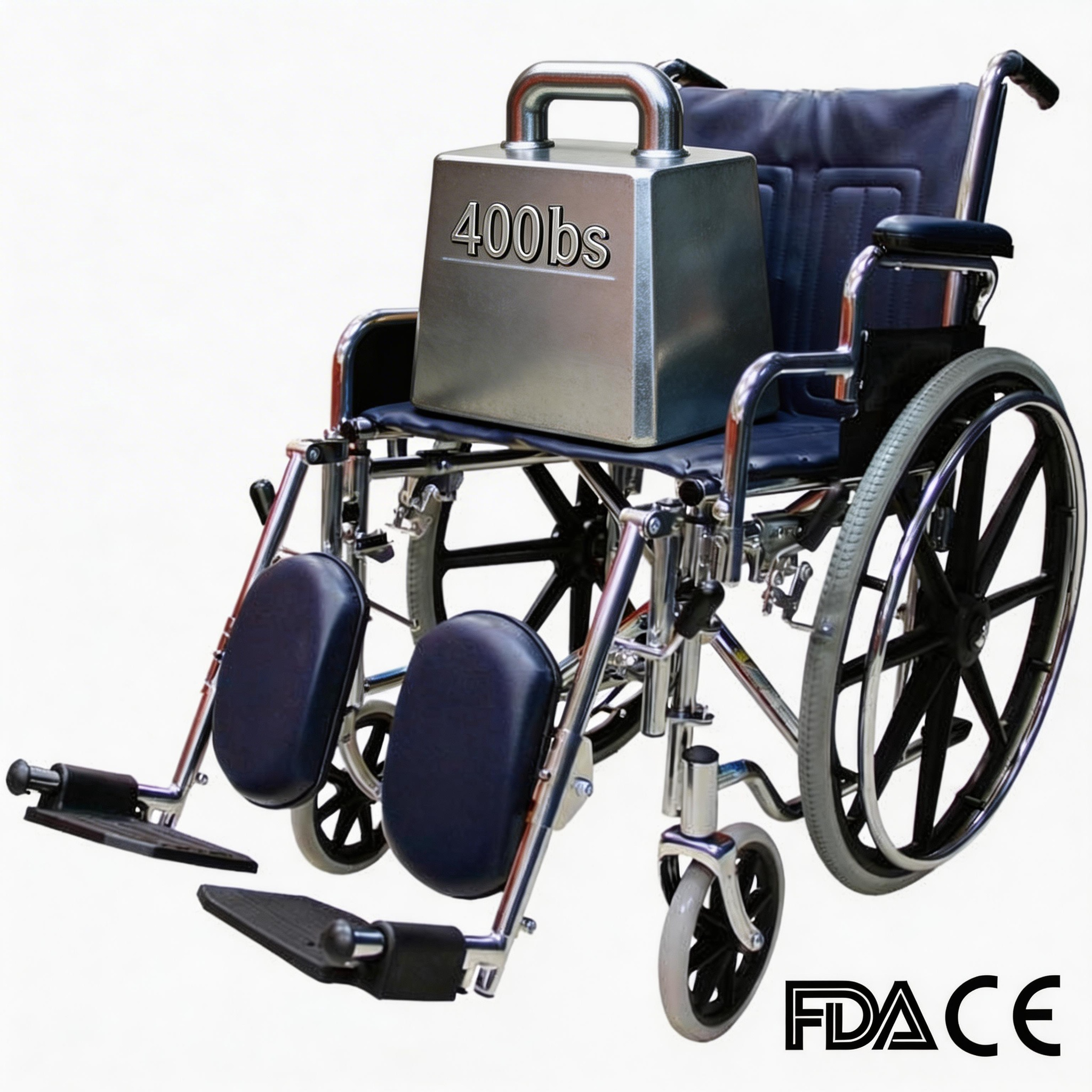 BME4618 Silla de ruedas bariátrica cromada - Movilidad resistente de 400 libras