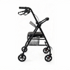 BME885 Andador plegable y silla de transporte 2 en 1 con asiento acolchado y reposapiés plegable