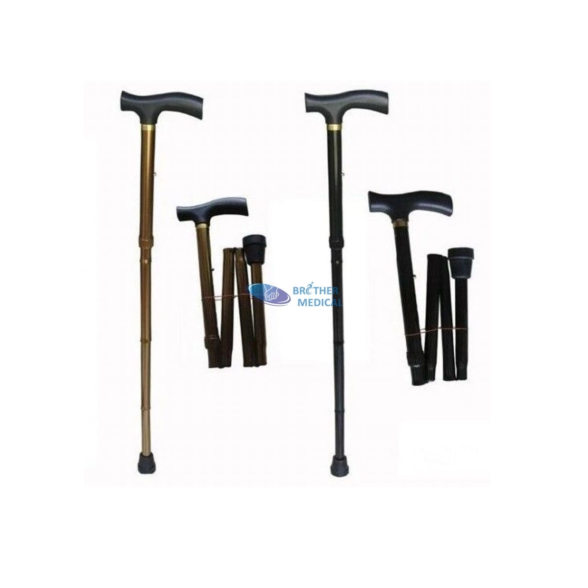 Muleta portátil ajustable de caña de aluminio plegable para caminar