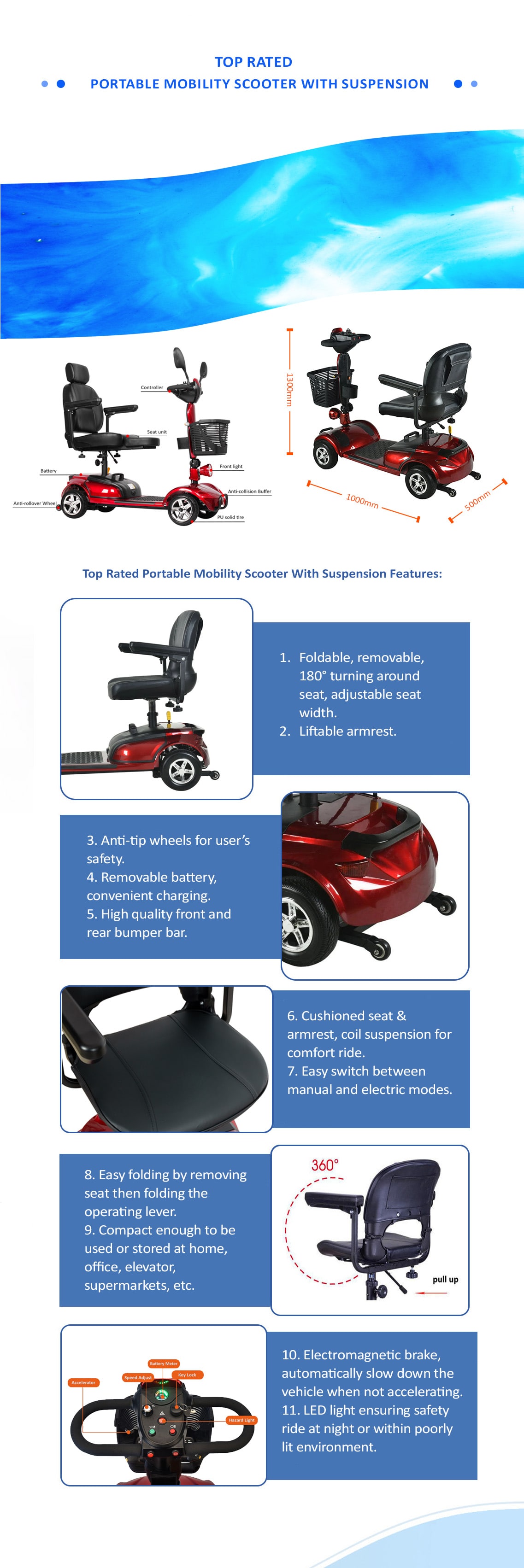 Especificaci&oacute;n del scooter de movilidad BME03