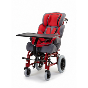 Silla de ruedas roja para parálisis cerebral para bebé