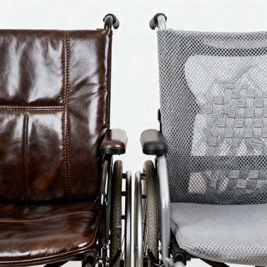 Coj&iacute;n para asiento y respaldo de silla de ruedas Cuero versus tela de nailon1