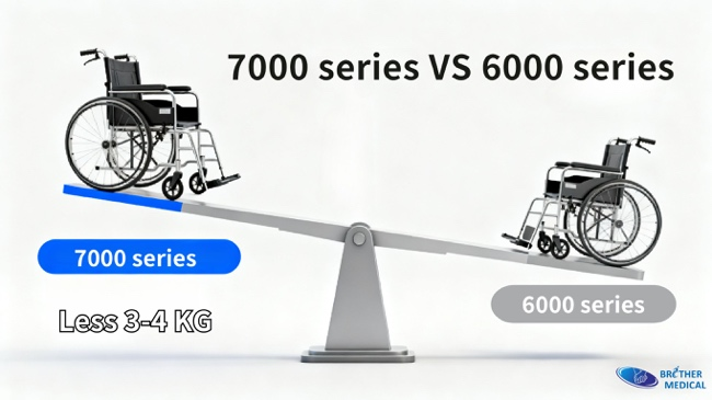 Comparaci&oacute;n de peso entre los armazones de sillas de ruedas de aluminio de grado aeroespacial 7000 y 6000 est&aacute;ndar.