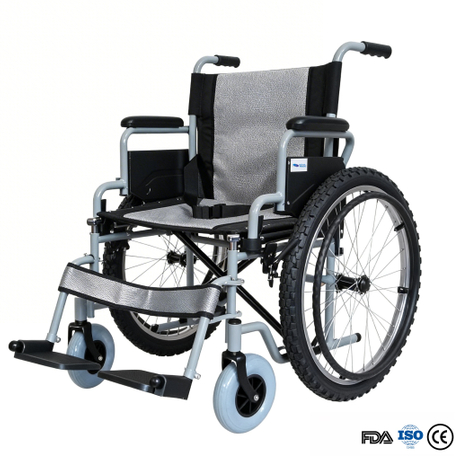 Venta al por mayor Silla de ruedas manual todoterreno Fat Tire | Ruedas traseras personalizables y estructura de acero resistente