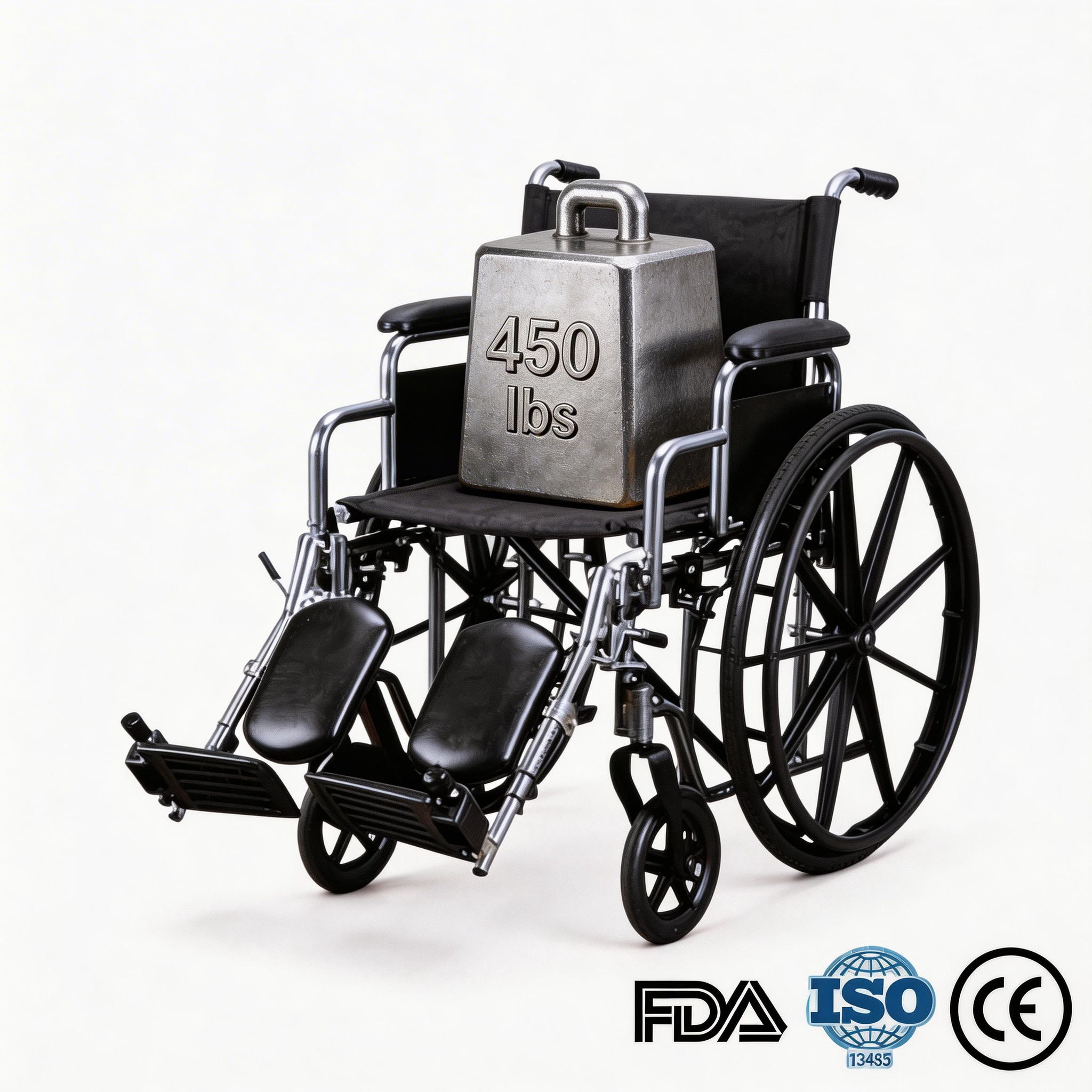 BME4618 Silla de ruedas manual bariátrica de alta capacidad de 24 pulgadas | Carga máxima de 400 libras.