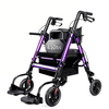 BME888 Silla de transporte con andador bariátrico 2 en 1 de alta resistencia, 450 libras de capacidad, con asiento ancho acolchado y reposapiés plegable