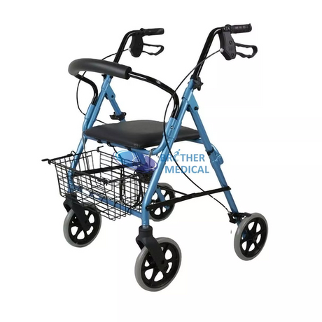 Rollador de aluminio plegable con asiento para discapacitados