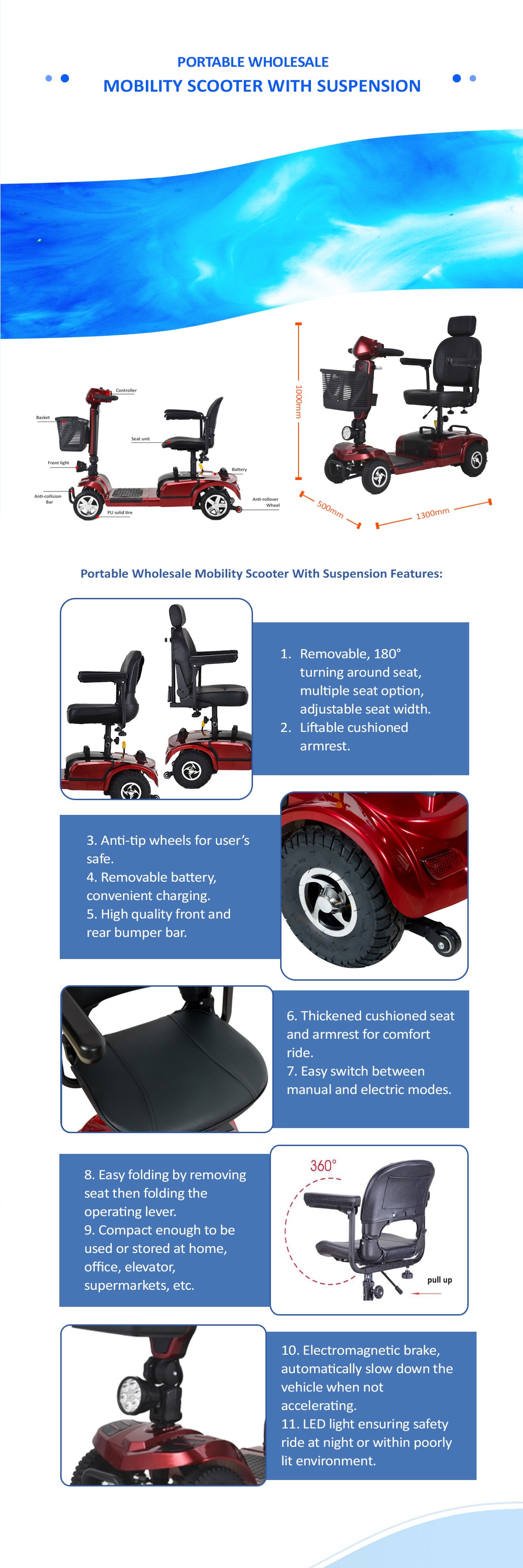 Especificaci&oacute;n del scooter de movilidad BME06
