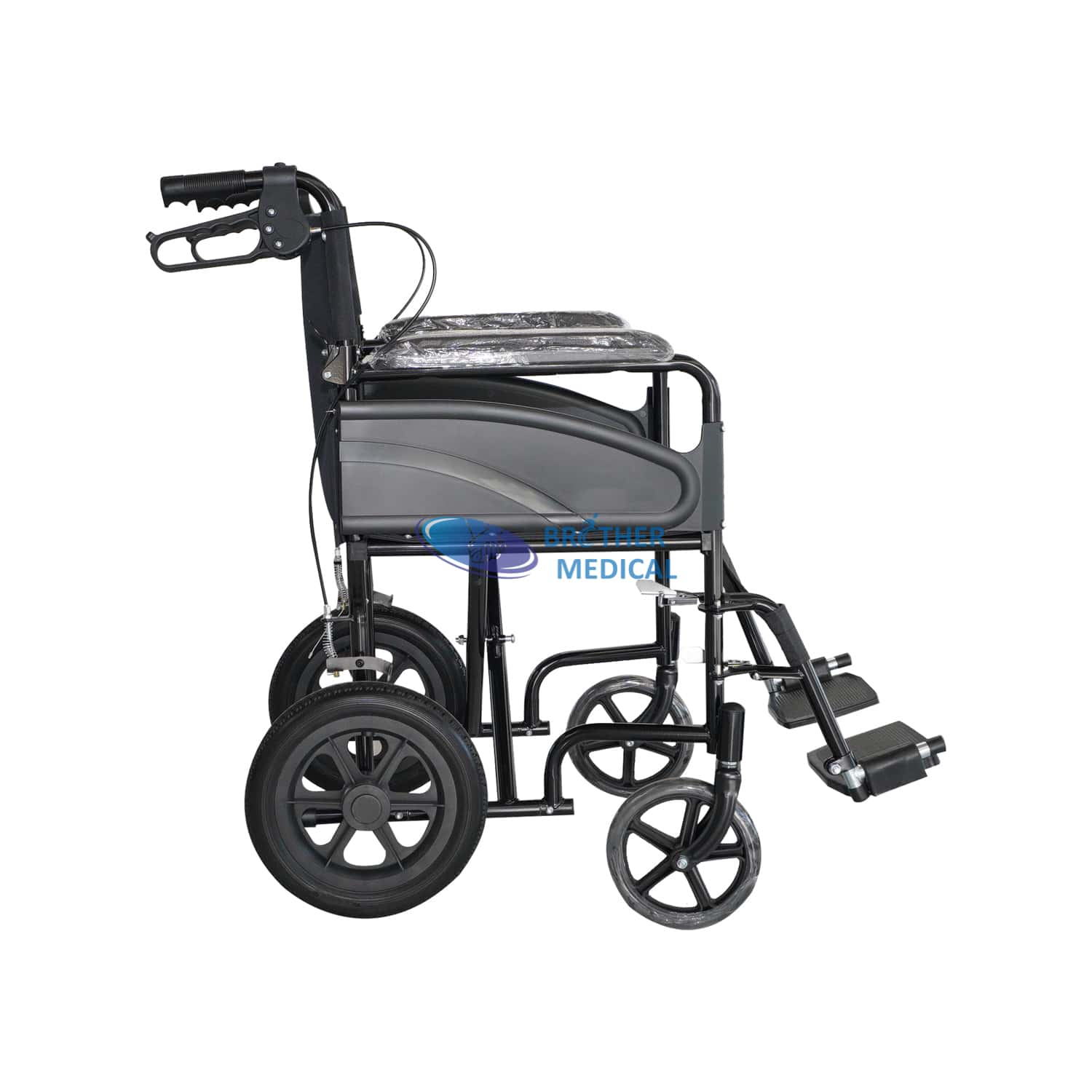 Cómoda silla de ruedas de transporte de aluminio para discapacitados
