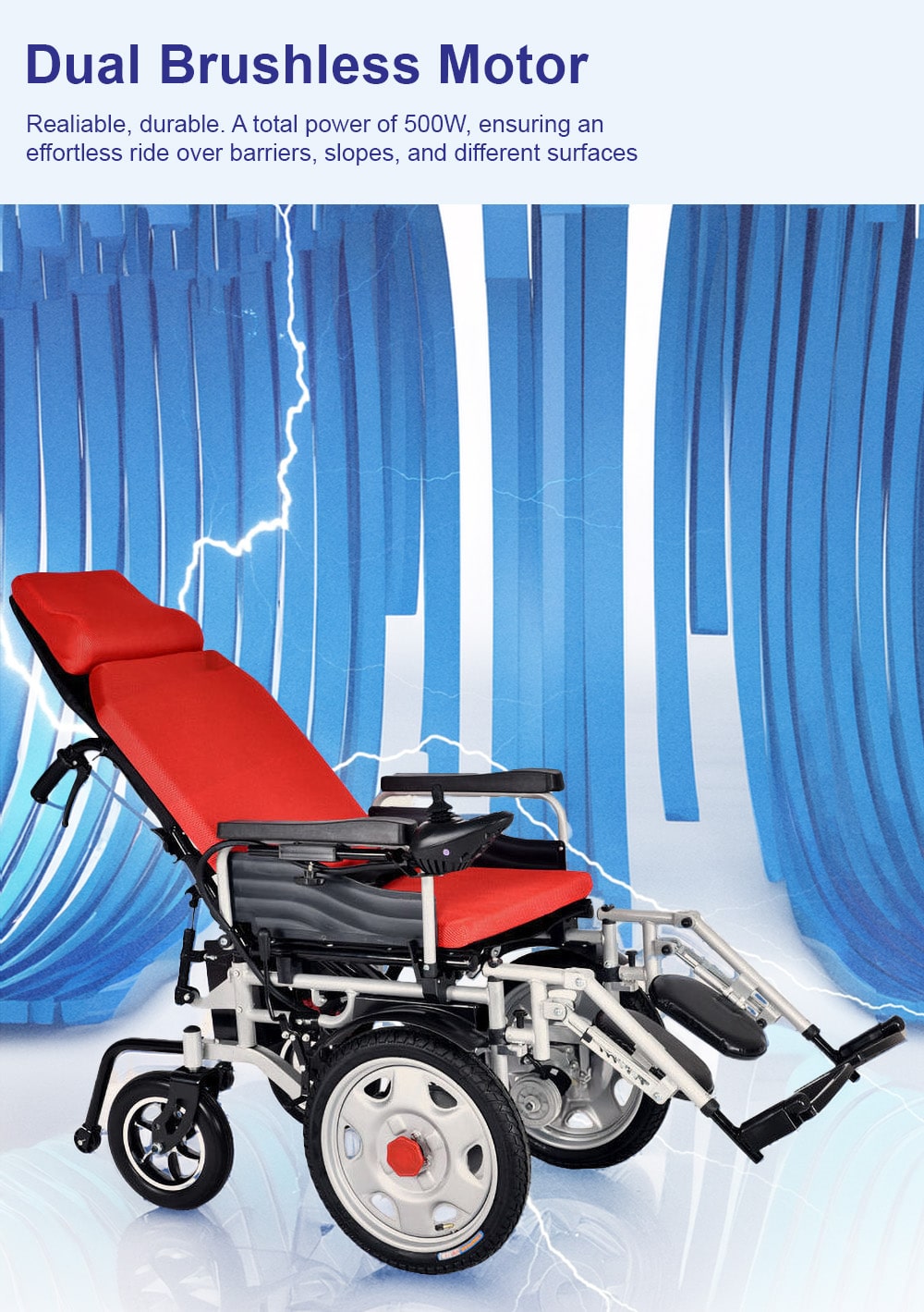 BME1025 silla de ruedas ortopédica 500W potencia de salida
