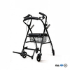 BME885 Andador plegable y silla de transporte 2 en 1 con asiento acolchado y reposapiés plegable