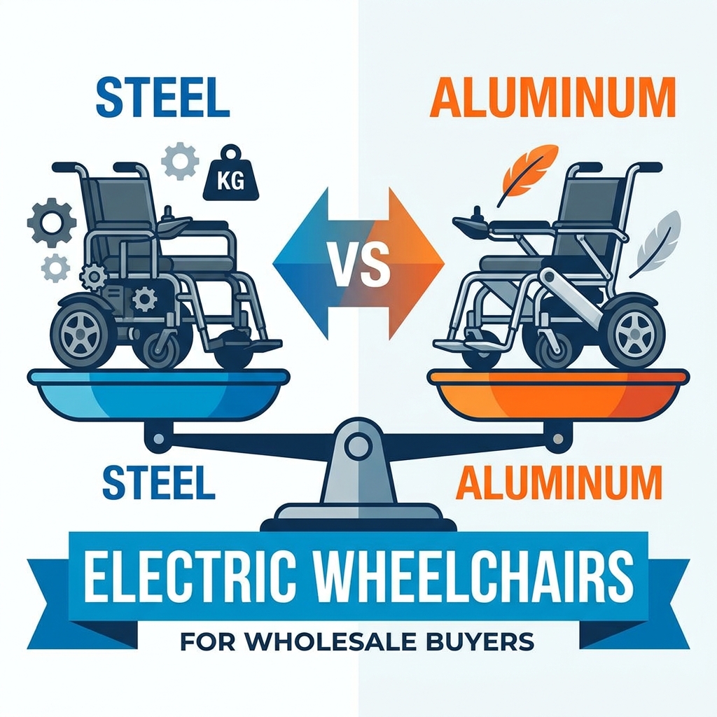 Sillas de ruedas eléctricas de acero versus aluminio para compradores mayoristas